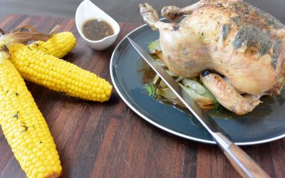 Lemon and Sage Roasted Milawa Chicken, Corn and Fennel