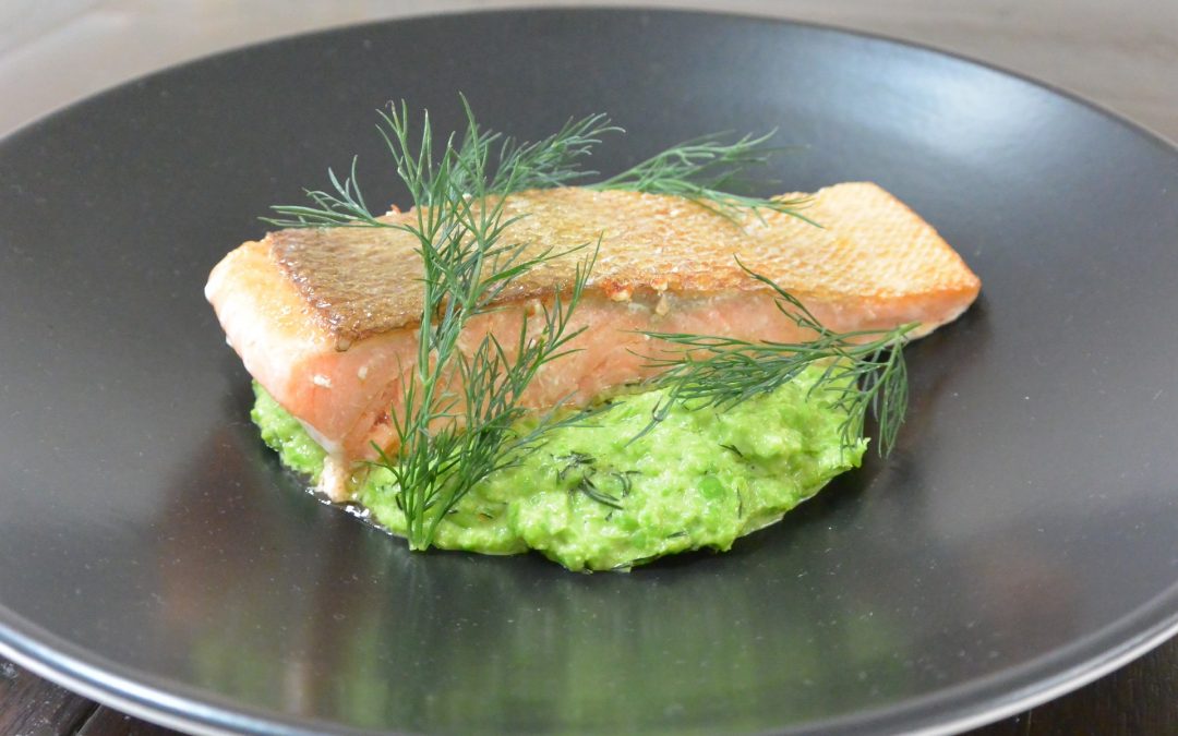 Steamed Ocean Trout and Dill Crushed Peas