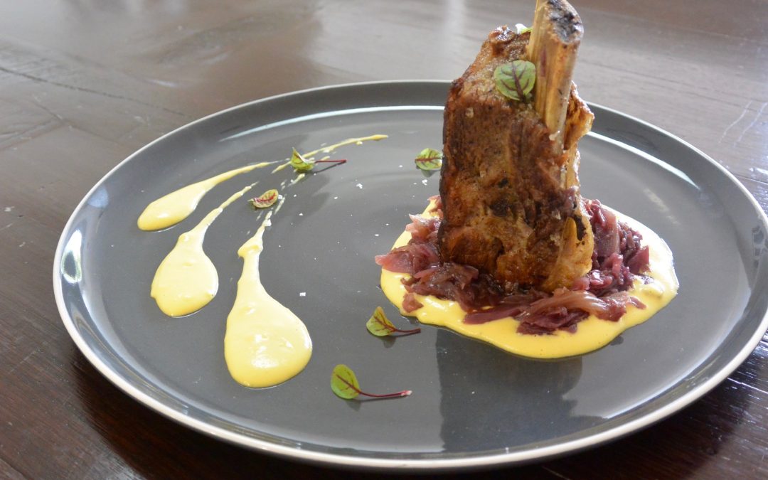 Beef Short Rib, Corn Puree and Braised Red Cabbage