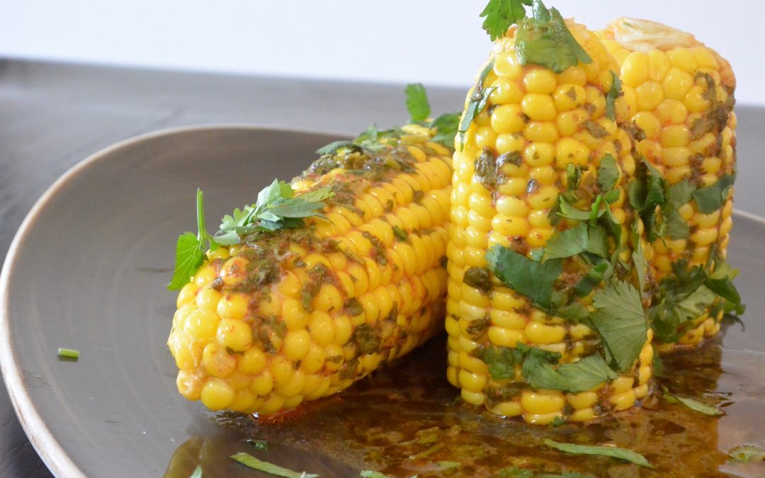 Steamed Corn Cobs with Paprika and Lime Butter