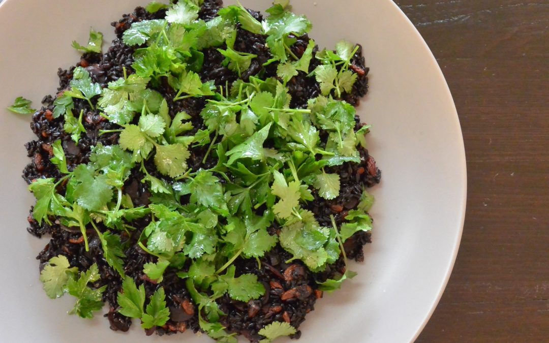 Spiced Black Rice Pilaf and Fresh Herb Salad