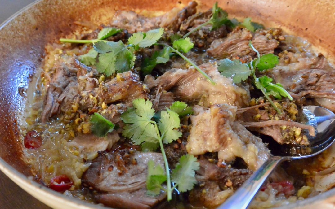 Pulled Lamb Shoulder with Dukkah and Chilli
