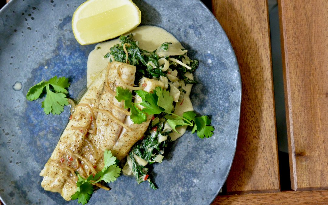 Brown Butter Barramundi, Silverbeet and Coconut